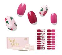 NAILOG - Lot de 34 bandelettes de gel semi-durcies pour ongles - Autocollants floraux longs avec finition gel brillante pour l'automne, dans la prairie