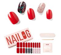 Nailog Ongles Autocollants Adhesif - 20Pcs Stickers ongles - Faux Ongles en Gel UV Semi Durci, Extra Long brillante et durable French Nail Art, Nail Stickers,Cadeau Anniversaire Femme,Dazzling Night