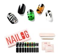 Nailog Ongles Autocollants Adhesif - 20Pcs Stickers ongles - Faux Ongles en Gel UV Semi Durci, Extra Long brillante et durable French Nail Art, Nail Stickers,Cadeau Anniversaire Femme,Little Monsters