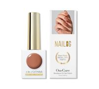 NAILOG Vernis à ongles gel 3 en 1 sans base et top coat Soak Off, Brown | Formule végétalienne en 1 étape de 10 ml avec base et top coat, brillance salon de 14 jours, parfait pour la maison.