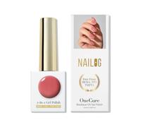 NAILOG Vernis à ongles gel 3 en 1 sans base et top coat Soak Off, rose nude | Formule végétalienne en 1 étape de 10 ml avec base et top coat, brillance salon de 14 jours, parfait pour la maison.
