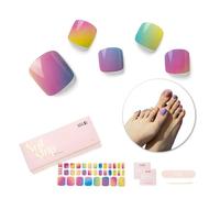 NAILOG Vernis à Ongles Semi-Durci, Autocollant pour Pieds avec Finition Gel Brillant - 32 Pièces pour Ongles Longue Durée (Arc-en-Ciel)