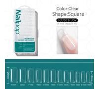 Nailpop-Faux Ongles À Couverture Complète,Capsules En Acrylique,Matériel Professionnel,Imbiber Les Doigts,Embouts En Gel,N64.Pro,600 Pièces.Clear M-Square 600.