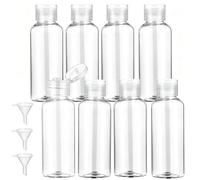 nailpretty 8 Pièces Flacon Voyage Avion, 100ml Vides en Plastique Transparent Kit Avec 2 Entonnoirs, Rechargeables & Anti-fuite pour Bagages à Main Liquides Cosmétiques, Shampooing, Lotion