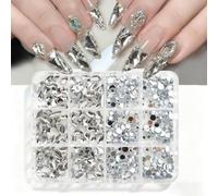Nails Art Boîte de rangement en résine durable pour nail art, 03 couleurs | Boîte de rangement à 12 compartiments avec diamants en résine brillants pour des applications de beauté longue durée pour les