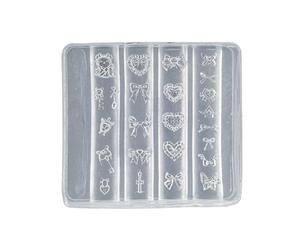 Nails Art Molds Pochoir 3D en silicone avec nœud 21, E | Petits moules pour accessoires d'art pour des designs délicats de manucure, outil d'entraînement professionnel pour les