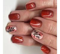Nails Artificiels Bruns Rouges Élégants Changements Rapides Presse Sur Les Ongles Styles D'hiver Automne Confortables Doigts Réutilisables