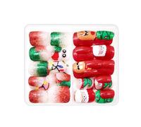 Nails Artificiels De Noël Santa Elks Faux Couvertures Complètes Stick Sur Une Presse Carrée Courte Pour La Fête Lovely Elk Cover Stick Christmas False Court Presse