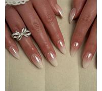 Nails Artificiels Noël Amond Press On Nails Tips Français Faux Nails Glossy Ajout Charme À Toute Tenue Pour Femmes Press On
