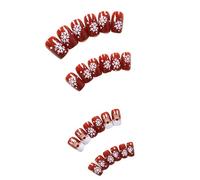 Nails Artificiels Noël Scintillants Faux Ongles Beaux Elks Couvertures Complètes Stick Sur Une Presse À Neige Blanche Sur Le Dessin Animé Elk Falle Christmas Complet Couverture Complète Stick Press