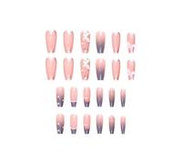 Nails Avec Des Arcs, Appuyez Sur Des Ongles Avec Des Arcs - 24 Morceaux De Longue Pression Sur Les Ongles Avec Chaîne De Perles | Autocollants De Manucure, Faux Doigt Fait Maison, Style Français, Coll