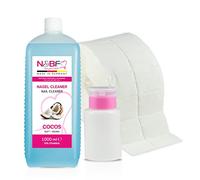 NAILS FACTORY Nettoyant pour ongles au parfum de noix de coco 1000ml flacon-pompe distributeur (rose) 1000 pastilles alcool à 70% d'éthanol