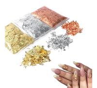 Nails Foil Flakes Glitter, Paillette à Ongles Feuille Nail Foil Poudre Pailletée Maquillage Holographiques et Flocons Nail Art Decoration Paillettes de Feuille d'or pour la Décoration des Ongles