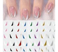 Nails Stickers,Ongles Auto-adhésifs de Décoration Paillettes Design Manucure Deco élégant et beau 3D Stripe Lines Nail Art pour Nail Art Décorations plusieurs styles pour Femmes Filles blanc+noir
