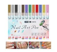 NailsArt Marker Set - 12pcs 0.5mm Fine Tip Nail Pens, Quick Dry Liner Tools, Preccission Painting Kit | Nail pollishMarkers for Manicure Drawing Dotting Lining Decoration