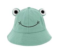 Naimo Chapeau de pêche mignon grenouille pour adulte - En coton - Unisexe - Pliable - Chapeau de soleil - Chapeau de plage - Chapeau d'été, Gris/vert, taille unique