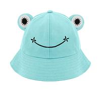 Naimo Chapeau de pêche mignon grenouille pour adulte - En coton - Unisexe - Pliable - Pour l'extérieur - Chapeau d'été, Bleu et vert., taille unique