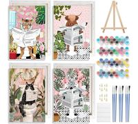 NAIMOER 4 Pièces Animaux Peinture par Numéros pour Adulte avec Cadre Chevalet, Chat Tigre Peinture Numéros Enfants, Cadeaux Décoration Maison 20x30cm