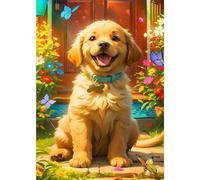 NAIMOER Chiens Peinture Diamant Adulte, 5D Animaux Diamond Painting Complet Diamant Kit Enfants, Diamant Painting Strass Point de Croix Cristal pour Murale Décor 30x40cm