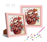 NAIMOER Paresseux Diamond Painting Pour Enfants Avec Cadre, Peinture Diamants Encadrés pour Enfants 6-12, 5D Diamant Art Cartoon Enfants Mosaïque, DIY Diamant Painting for Home Decor 8x8inch