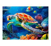 NAIMOER Tortues Peinture Diamant Adulte, Diamond Painting Animaux Complet, Diamant Painting Poissons Enfants Diamant Strass Point de Croix Cristal Diamond Painting pour Home Décor 30x40cm
