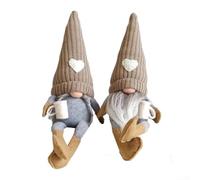 Nain de café fabriqué à la main en peluche douce pour ajouter de la chaleur et du charme à la maison, au bureau, à la cuisine et aux cafés, comprend deux pièces (marron)