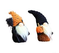 Nain de citrouille sans visage en peluche pour Halloween et décoration saisonnière d'automne, poupées en peluche douce pour centre de table rustique et décoration d'intérieur (1 ensemble)