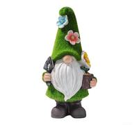 Nain de flocage extérieur avec lampe solaire pour illuminer la décoration de jardin et les soirées (A)