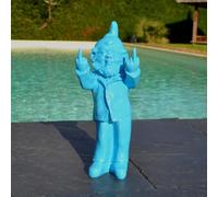 Nain de Jardin Double Doigt d'honneur Bleu. Fabrication Artisanale. Livraison Offerte en Point Relais Proche de chez Vous.