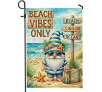 Nain de jardin - Étoile de mer tropicale - Coquillage d'été bleu - Double face - Décoration extérieure pour extérieur, porche, pelouse, terrasse, terrasse - 30,5 x 45,7 cm