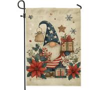 Nain de jardin fantaisie, poinsettia, sucre d'orge, rouge, double face, en toile de jute, drapeaux décoratifs pour extérieur, terrasse, pelouse, porche, entrée, camping, 30,5 x 45,7 cm