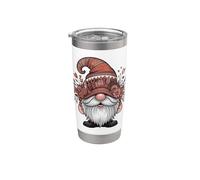 Nain de jardin floral avec couronne de fleurs Gobelet isotherme en acier inoxydable double paroi