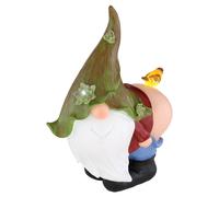 Nain de jardin gnome avec oiseau lumière solaire lampe solaire décoration de jardin lampe d'extérieur balcon batterie, IP44 résistant aux intempéries, plastique coloré, 1x LED blanc froid, LxlxH 25,5x