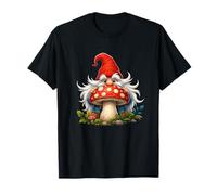 Nain de Jardin Mignon Chapeau Rouge avec Grand Champignon T-Shirt