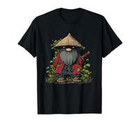 Nain de Jardin Ninja avec épée et Chapeau de Paille T-Shirt