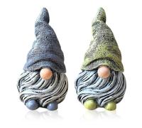 Nain de Jardin Ornement résine Nain Figurine Jardin Nains Statue étanche Gonk pour extérieur Cour décor 2 pièces Vert Bleu, résine Nains