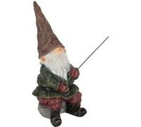 TRUE TO NATURE Nain de Jardin avec Canne à pêche en résine 25 cm