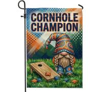 Nain de jardin, pouf de maïs fantaisie espiègle vert d'été double face en toile de jute décorative pour extérieur, pelouse, porche, terrasse, entrée, 30,5 x 45,7 cm