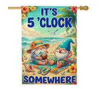 Nain de maison - Drapeau d'été tropical - Plage tropicale - Cocktail d'été - Bleu - Toile de jute double face - Décoration extérieure - Pour extérieur, pelouse, cour, patio, entrée - 71,1 x 101,6 cm