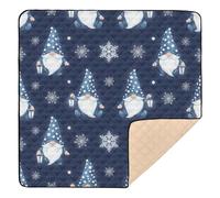 Nain de Noël bleu marine blanc flocon de neige mousse souple tapis de gym et d'activités pour le sol portable sur le ventre et tapis d'éveil pour bébé tout-petit nourrisson, 127 x 127 cm