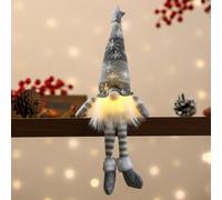 Nain de Noël décoratif sans visage offrant un éclairage doux pour une ambiance chaleureuse, parfaite pour la décoration saisonnière dans les chambres et les espaces communs (avec pieds (gris))
