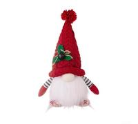 Nain de Noël en peluche à piles - Décoration lumineuse - Chapeau pointu - Longue barbe blanche - Sans danger pour les enfants et les animaux domestiques - 1 pièce (rouge)