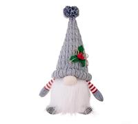 Nain de Noël en peluche à piles - Décoration lumineuse - Chapeau pointu - Longue barbe blanche - Sans danger pour les enfants et les animaux domestiques - 1 pièce (gris)