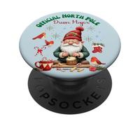 Nain de Noël fantaisiste Tambour Maker Holiday Art PopSockets PopGrip Adhésif