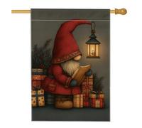 Nain de Noël - Lanterne de Père Noël rouge - Bannière de décoration d'intérieur - Double face en toile de jute - Décoration de pelouse - 71 x 101 cm