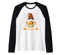 Nain de Noël Mignon Tenant Un Gland d'automne Bonjour Feuilles d'automne Manche Raglan