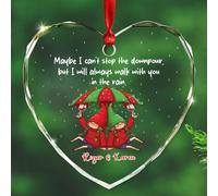 Nain de Noël personnalisé en verre Best Friends 2025, Maybe I Can't Stop The Downpour But I Will Always Walk with You in The Rain Ornements, décoration personnalisée pour Soul Sister Bestie