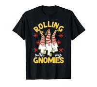 Nain de Noël « Rolling with My Gnomies Merry Christmas » T-Shirt Graphique avec Valeur
