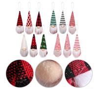 Nain de Noël sans visage en peluche avec boucles de suspension, feutre doux et pendentifs en tissu tricoté pour arbre, cheminée, branche et décoration de fenêtre, 3 pièces (D)