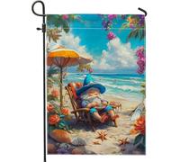 Nain de plage - Bannière colorée de décoration de paradis de l'océan - Drapeau d'été double face - Décoration de cour côtière amusante pour espaces extérieurs - 30,5 x 45,7 cm